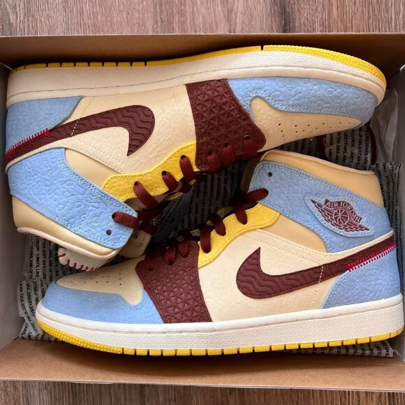 $3 START!! JOIN LIVE!! Air Jordan 1 Mid Se Fearless Maison Chateau Rouge Size 11 - Picture 6 of 6